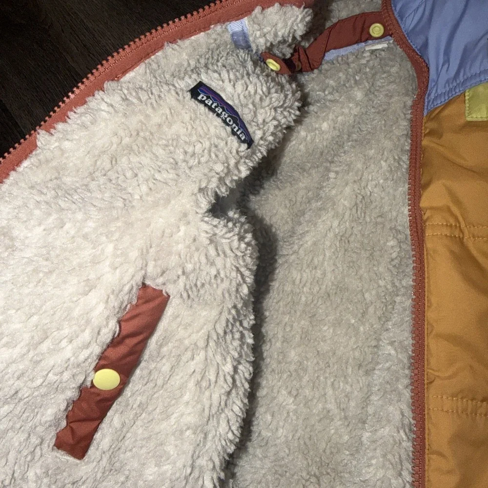 Patagonia Baby Jacket 3t Reversible Tribbles Hoody Deep Pile Hooded Orange Blue